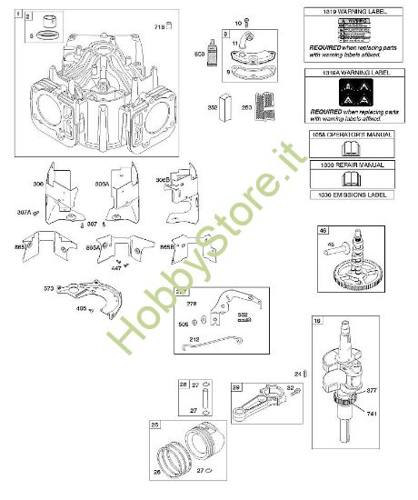 E - Cilindro, albero motore, albero a camme, convogliamenti aria, pistone, segmento pistone, biella B&S - 40 €¦ 401577-0130-B1 brand Stihl
